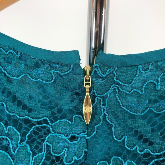 Draper James Lace Bell-Sleeve Cocktail Dress in Deep Teal Lace size 2 - Picture 9 of 13